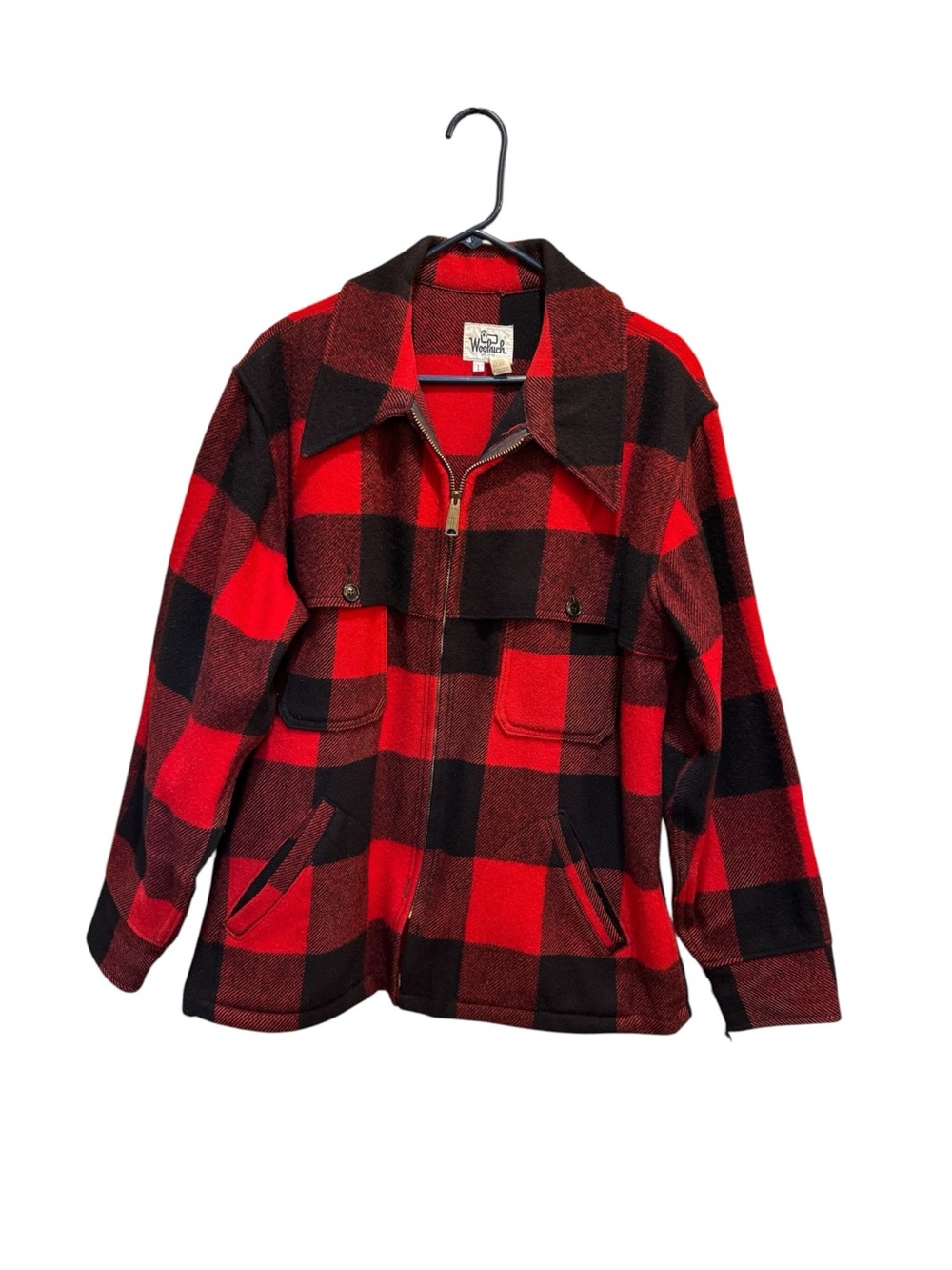 Woolrich Vintage Wool Jacket Men’s Size L Red & Black Buffalo Plaid Zip Up